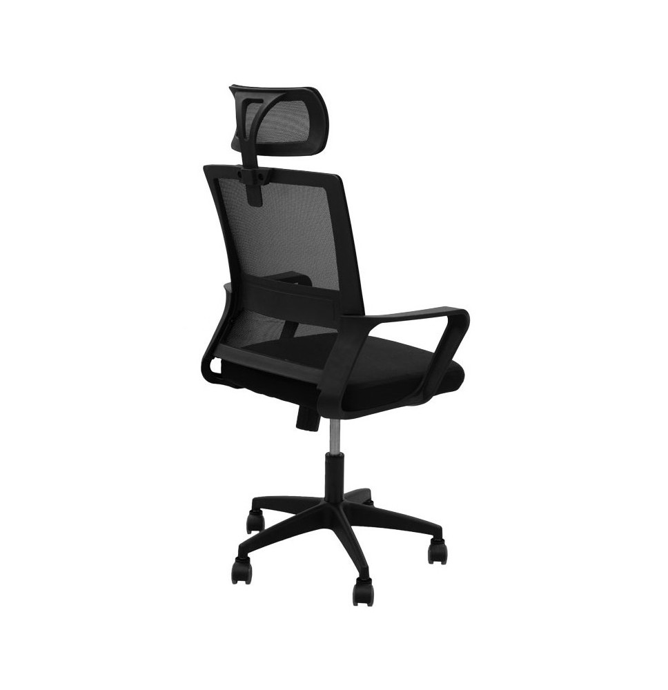 Silla de Oficina, Silla de Escritorio Giratoria,Ergonómica con Malla, Oscilante, Asiento 55 cm, Apoyabrazos, Color Negro